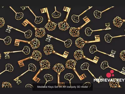 Medieval Keys Sets 01-05 AR low-poly 3D model 3D Model Collection