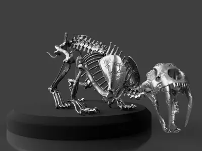 Silver Sabretooth Skeleton 3D model
