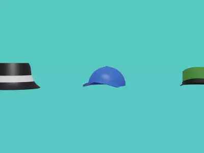 Low Poly Hats Collection - 3D Asset Low-poly 3D model