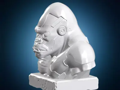Cybernetic Gorilla Bust 3D Print Model 3D print model