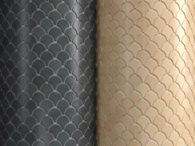 Materials 16- Fish scale tiles PBR 3D model