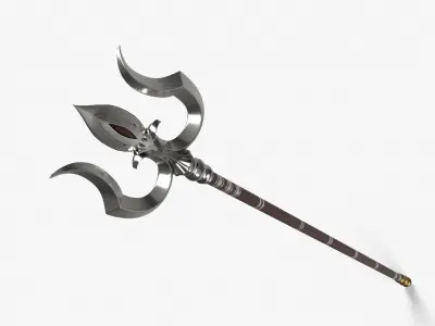 Trishul in silver Low-poly 3D model