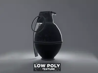 Black M26 Hand Grenade 3D Model FBX LowPoly Low-poly 3D model