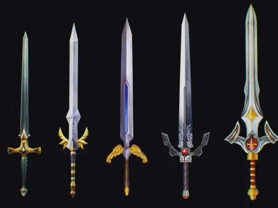 Sword Edged Weapon One Handed Medieval Melee Knife Iron Blade Low-poly 3D model