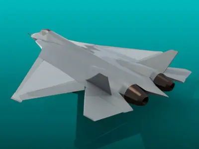  Sukhoi pak-fa t-50 military aircraft Low-poly 3D model