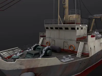 Fishing trawler Low-poly 3D model