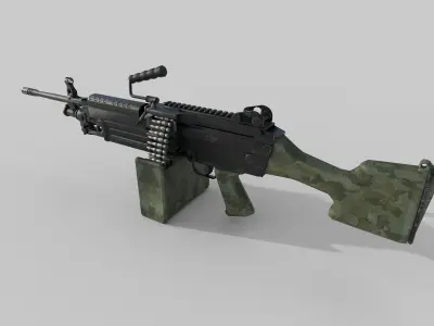 M249 Machine gun low poly  Low-poly 3D model