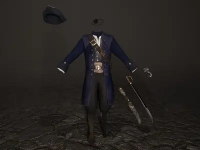 Pirate Captain Clothing Low-poly 3D model
