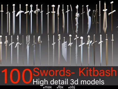 100 Swords- Kitbash- High detail 3d models 3D model