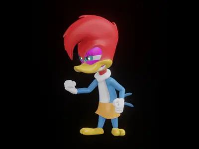 Winnie Woodpecker Low-poly 3D model