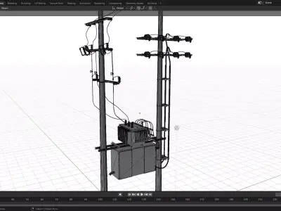 Utility Pole with Transformer Low-poly 3D model