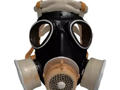 Vintage Gas Mask with Canvas Bag 3D model