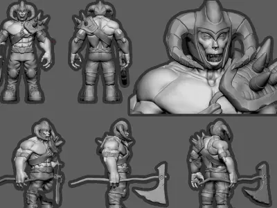 Ork High Poly demon with glowing eyes 3D model