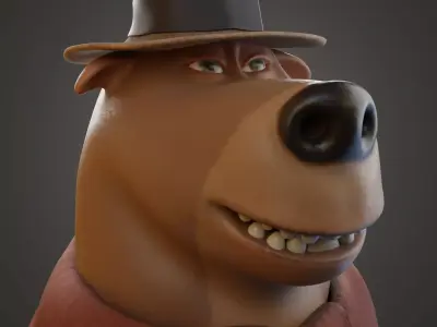 Detective Bear Low-poly 3D model
