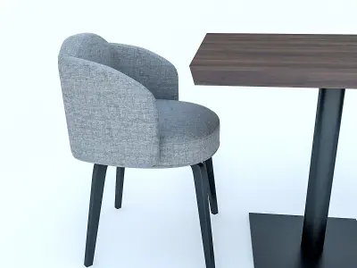 Cafe Table And Chairs Low-poly 3D model