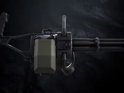 Q-Old Minigun UE and Unity Packs With FBX And Textures Low-poly 3D model