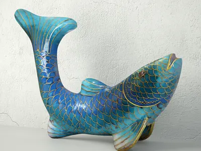 Cloisonne Koi Fish with Garnet Eyes 3D model
