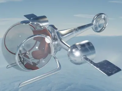 Helicopter futuristic airplane flying in sky 3D model