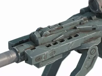 Future sci-fi unmanned intelligent machine gun guards 3D model