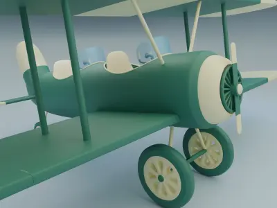 Stylized WW1plane Low-poly 3D model