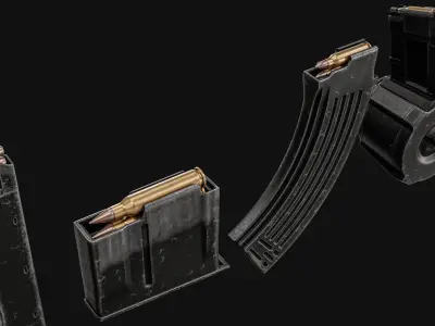 Gun Magazine  Pack Low-poly 3D model