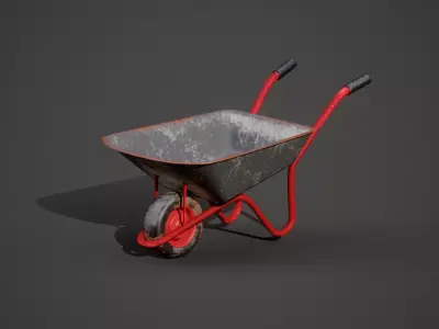 Old Metal Wheelbarrow Free low-poly 3D model