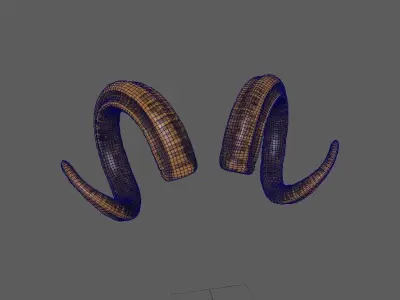 Golden Ram Horn CGI model 3D model