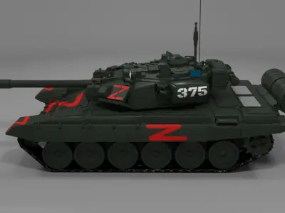 Wagner PMC T90A Main Battle Tank with Iconic Red Z Marking Low-poly 3D model