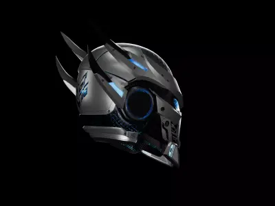 Cyber Mecha Concept Helmet Low-poly 3D model