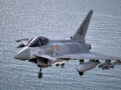 Qatar EuroFighter Typhoon Fully Rigged-High Resolution Cocpit Low-poly 3D model