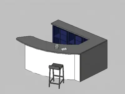 Modern semi-circular bar counter Revit model 3D model
