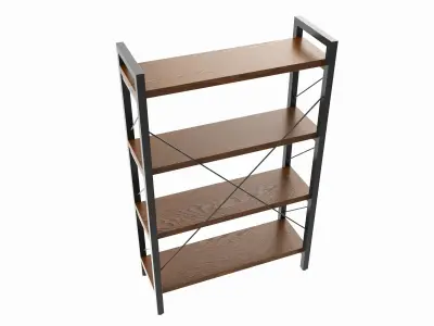 Store Industrial Shelf Bookcase Metal and Wooden 3D model