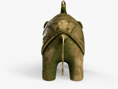 Ancient Elephant Statue Low-poly 3D model