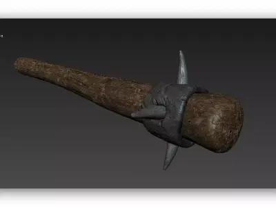 Wooden club Free low-poly 3D model