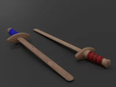 Wooden Sword Low-poly 3D model