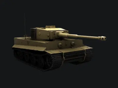 WW2 Tiger I German Tank Desert PBR 3D model