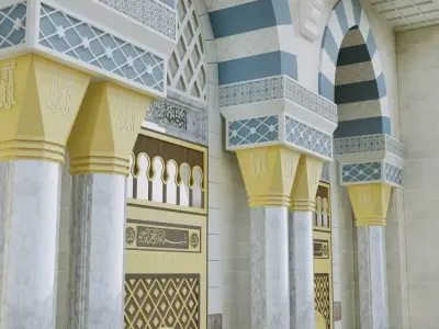 Madina Mosque Entrance 4 Low-poly 3D model