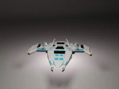 Low poly SpaceShip with stripes Low-poly 3D model