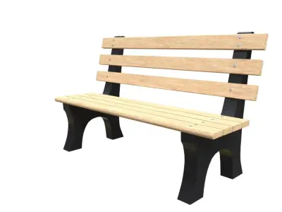 Bench10 park bench slats Low-poly 3D model