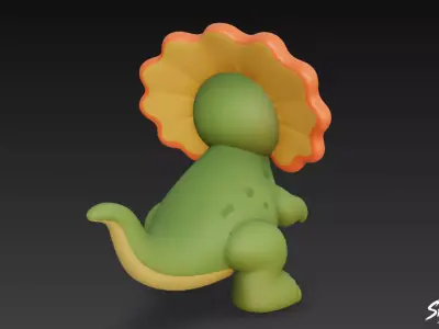 Cartoon Plush Dilophosaurus Low-poly 3D model