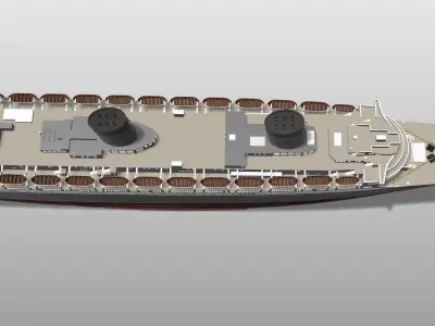 original RMS Queen Elizabeth ocean liner 3D print ready model 3D print model