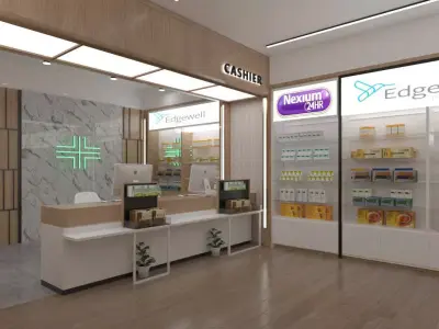 Modern Pharmacy Interior Clean Retail Medical Store Design Low-poly 3D model