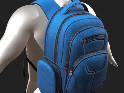 Backpack Camping color bag baggage fabric  Low-poly 3D model