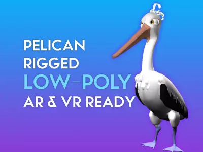 3D Cartoon Pelican Low-poly 3D model