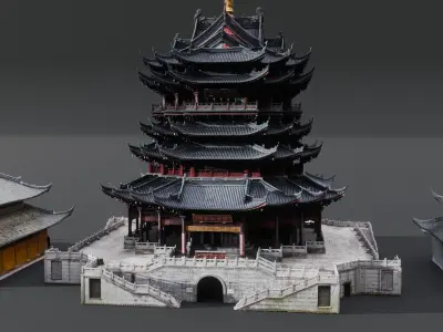 Historic Chinese Buildings - Pack of 3 3D model