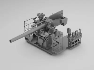 5 inch - 127mm 25 Mk19 Single Naval Gun 3D model