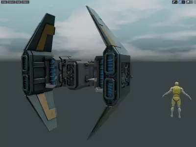 Sci-Fi Type-C Combat Drone Low-poly 3D model