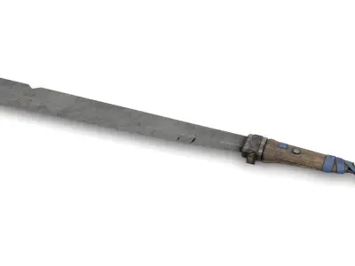 Old Machete with Broken Handle Low-poly 3D model