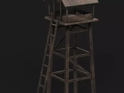 Post Apocalyptic Watch Tower Low-poly 3D model