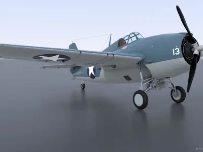 F4F-3 WILDCAT 13 Low-poly 3D model